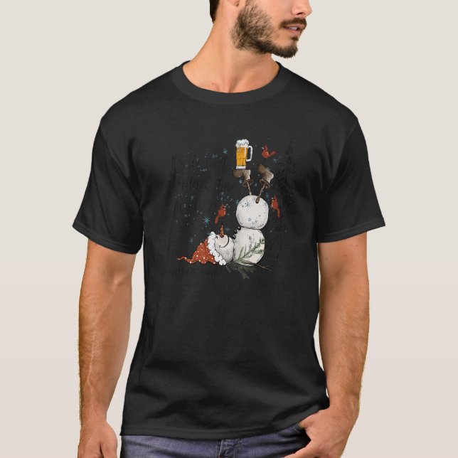 It's The Most Wonderful Time For A Beer Cute Snowm T Shirt (Framsida)