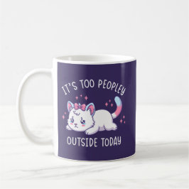 It's Too Peopley Outside Today - Kawaii Sad Cat Kaffemugg