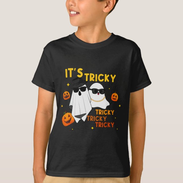 It's Tricky Tricky Tricky Funny Ghost Boo Hallowee T Shirt (Framsida)