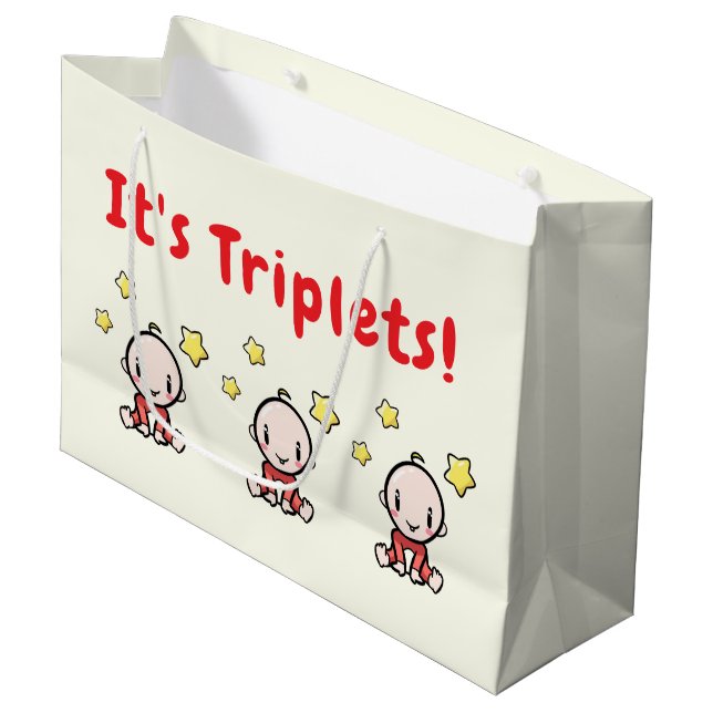 It's Triplets!, Triplet Babies Gift Wrap, Neutral (Framsidan Vinklad)