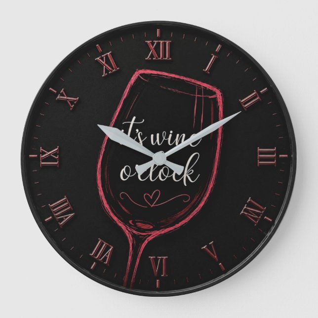 It's Wine O'Clock Modern Minimalist  Stor Klocka (Framsida)
