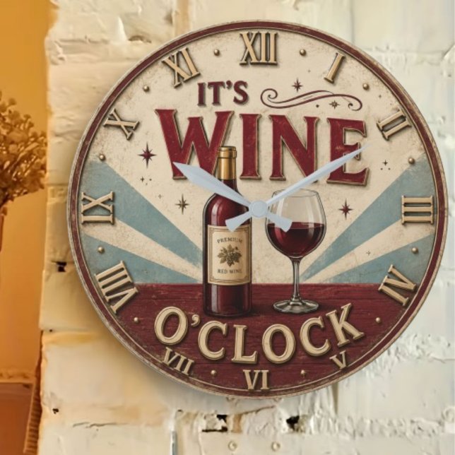 It's Wine O'Clock Rustic Home Bar  Stor Klocka (Skapare uppladdad)