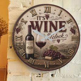 It's Wine O'Clock Vintage Vineyard  Stor Klocka