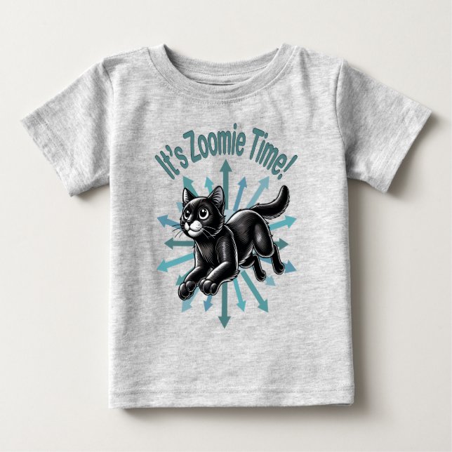 It's Zoomie Time Black Cat T Shirt (Framsida)