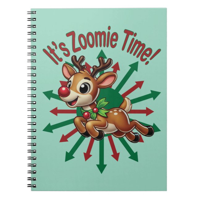 "It's Zoomie Time! Christmas Reindeer Anteckningsbok (Framsidan)