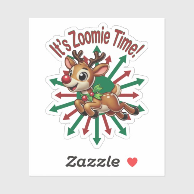 "It's Zoomie Time! Christmas Reindeer Klistermärken (Ark)
