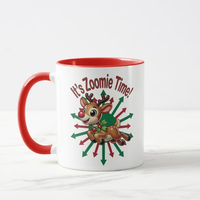 "It's Zoomie Time! Christmas Reindeer Mugg (Vänster)