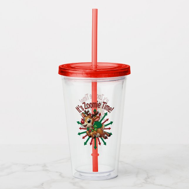 "It's Zoomie Time! Christmas Reindeer Take Away Mugg (Framsida)