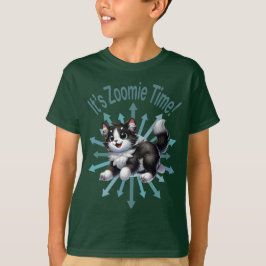 It's Zoomie Time Cute Black & White Cat T Shirt