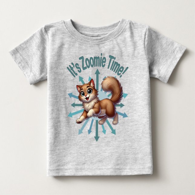 It's Zoomie Time Cute Brown & White Cat T Shirt (Framsida)