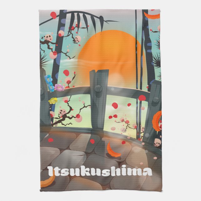 Itsukushima Japan reseaffisch Kökshandduk (Vertikal)