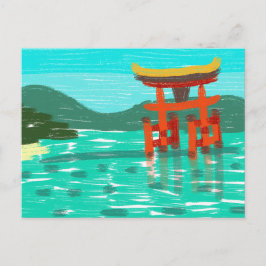 Itsukushima Shrine Postcard Helg Vykort