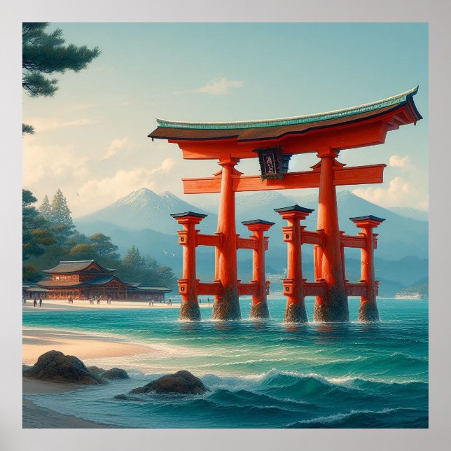 Itsukushima Torii, Itsukushima-helgedomen, Miyajim Poster (Framsidan)