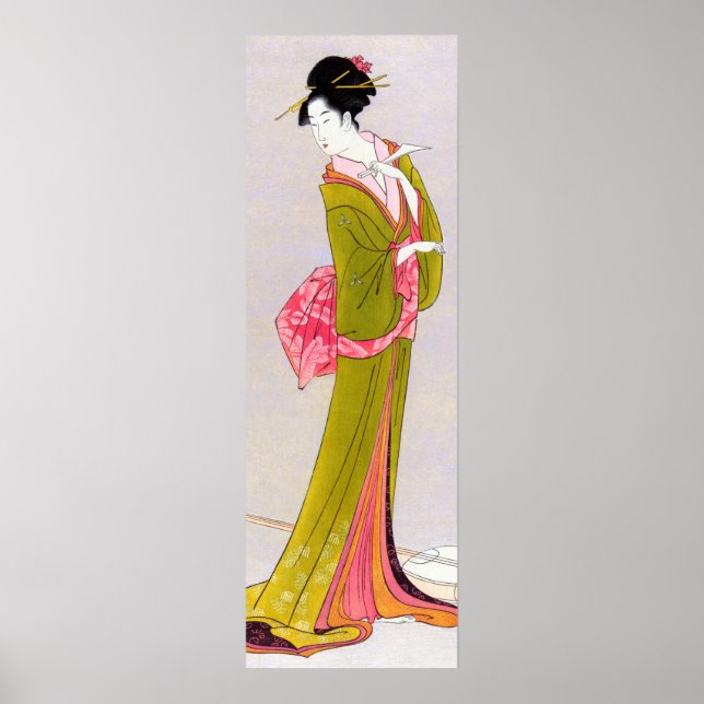 Itsutomi av Eishi Hosoda japanese woodblock geisha Poster (Framsidan)