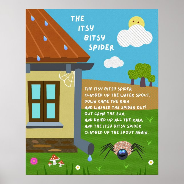 Itsy Bitsy Spider Barnkammar Affisch (Framsidan)