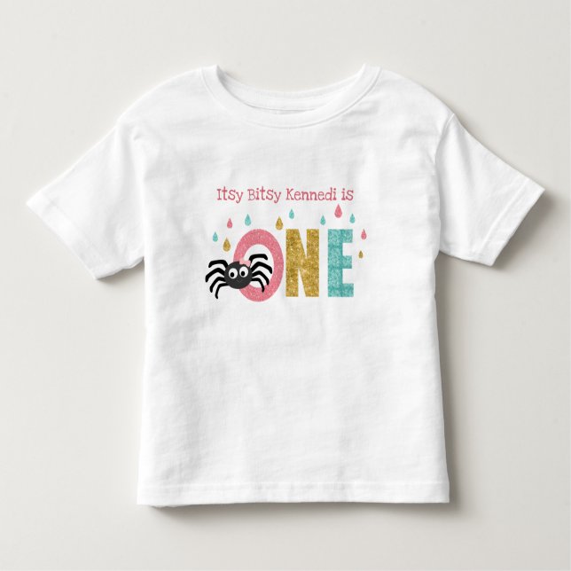 Itsy Bitsy Spider First Birthday Custom T-shirt (Framsida)