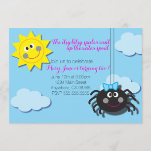 Itsy Bitsy Spider Inbjudan (utan Rosa bakgrund)