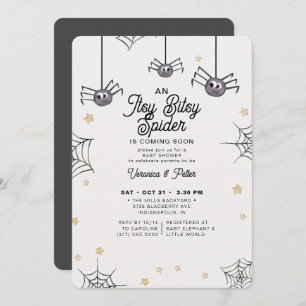 Itsy Bitsy Spider Neutralt Halloween Baby Shower Inbjudningar