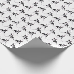 Itty Bitty Boston Terrierhundar som slår in pappe Presentpapper