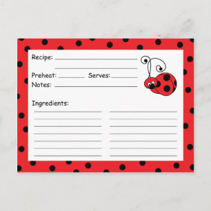 Itty Bitty Ladybug Red Recipe-kort Vykort