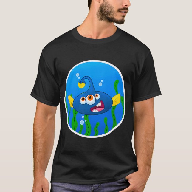 Itty Bitty Monsters - Blå Marulk Guy T Shirt (Framsida)