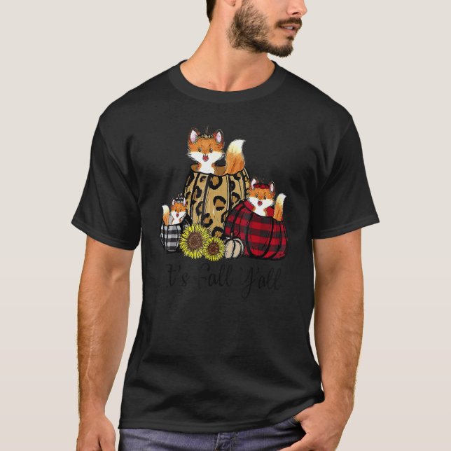 Itu2019s Fall Yu2019all Forest Foxes Solrosblomma  T Shirt (Framsida)