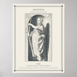 Iustitia Rättvisa Kardinaldygd Gravyr Poster