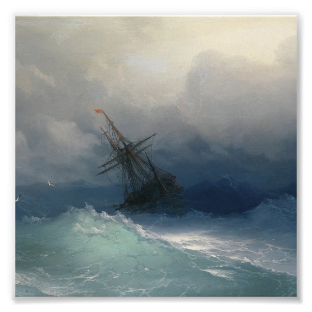 Ivan Aivazovsky - Frakt om Stormy Sea Fototryck (Framsidan)