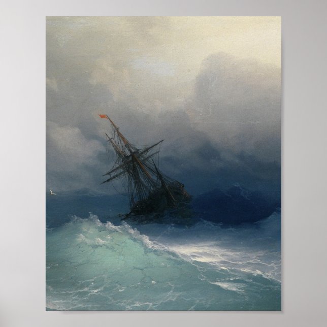 Ivan Aivazovsky - Frakt om Stormy Sea Poster (Framsidan)