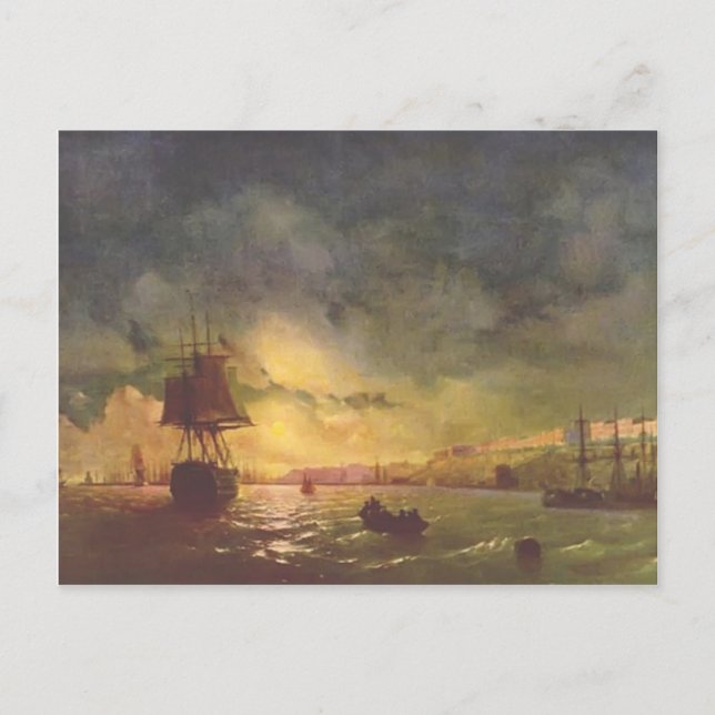 Ivan Aivazovsky- Odessa nattetid Vykort (Framsida)