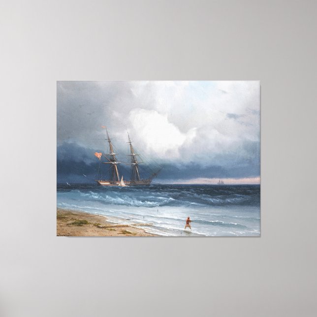 Ivan Konstantinovich Aivazovsky - Ship by Sea Canvastryck (Framsida)