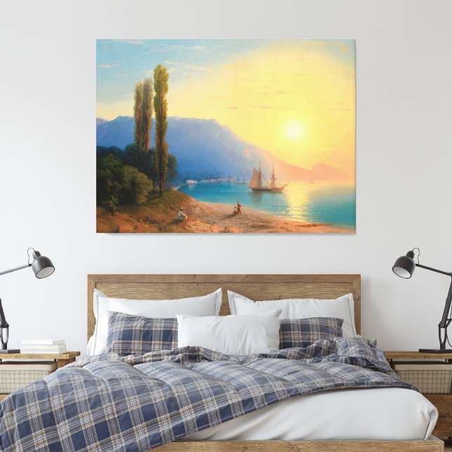 Ivan Konstantinovich Aivazovsky - Solnedgång över  Canvastryck (Insitu (sovrum))