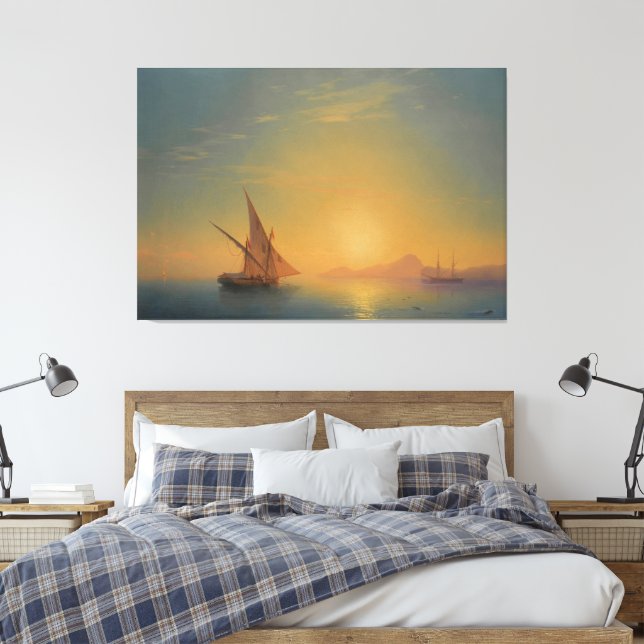 Ivan Konstantinovich Aivazovsky - Solnedgång över  Canvastryck (Insitu (sovrum))