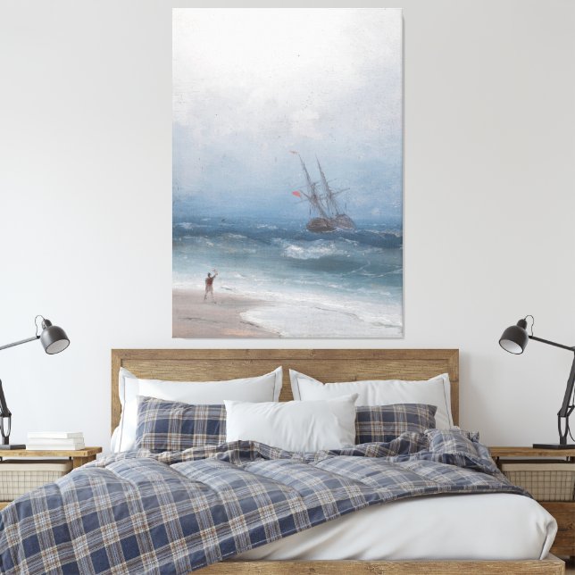 Ivan Konstantinovich Aivazovsky - Stormy Coast Canvastryck (Insitu (sovrum))