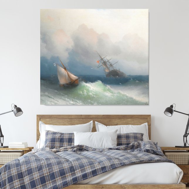 Ivan Konstantinovich Aivazovsky - Two Ships At Sea Canvastryck (Insitu (sovrum))