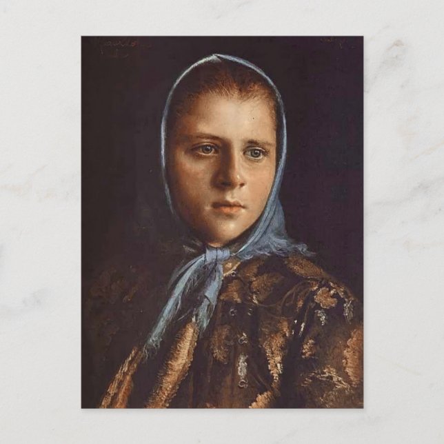 Ivan Kramskoy - Russian Girl in a Blue Shawl Vykort (Framsida)