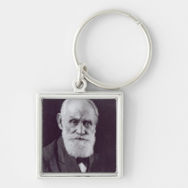 Ivan Petrovich Pavlov Fyrkantig Silverfärgad Nyckelring (Framsidan)