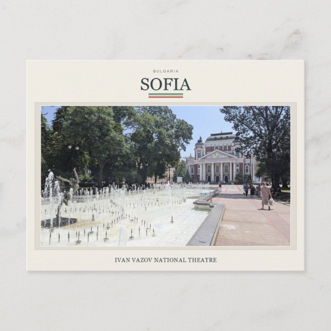 Ivan Vazov-teatern och fontänen, Sofia Vykort (Framsida)