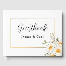 IVANA Elegant Gult & Vit blomma Bröllop Gästböcker