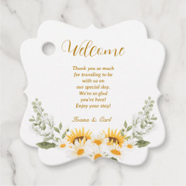 IVANA Elegant Gult & Vit blomma Bröllop Gåvor Etiketter