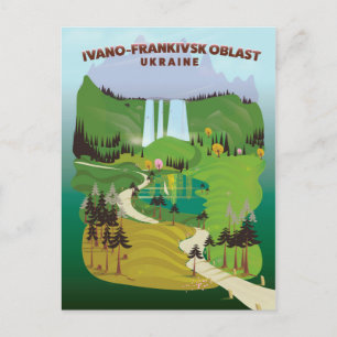 Ivano-Frankivsk Oblast Ukraina resebilagaaffisch Vykort