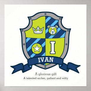 Ivans pojknamn betyder björn bokstaven I grön vape Poster