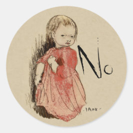 Ivar Arosenius Lillan Defiant Little girl säger Ne Runt Klistermärke