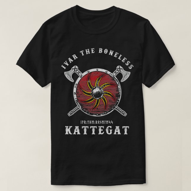 Ivar den Bonless Kattegat Viking Shield T Shirt (Design framsida)
