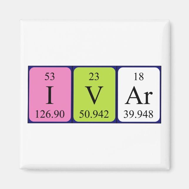 Ivar Periodiska bord namn magnet (Framsidan)