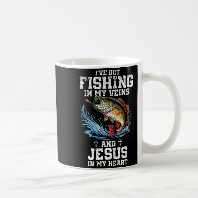 I've Got Fishing In My Veins And Jesus In My Heart Kaffemugg (Höger)