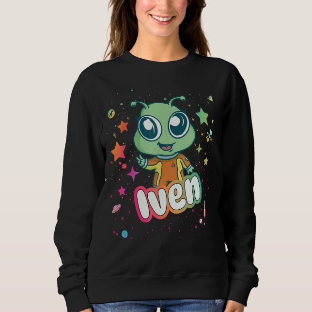 IVEN - Cute Boy Namn med söt Alien T Shirt (Framsida)