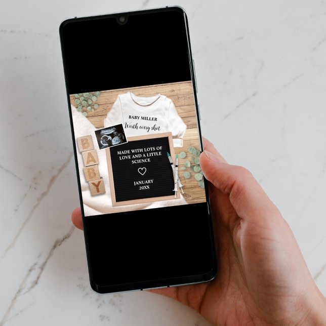 IVF är värt varje slag av solarium Sonogram Pregan Meddelande (ivf photo pregnancy announcement digital pregnancy reveal worth every shot made with love and scienc)