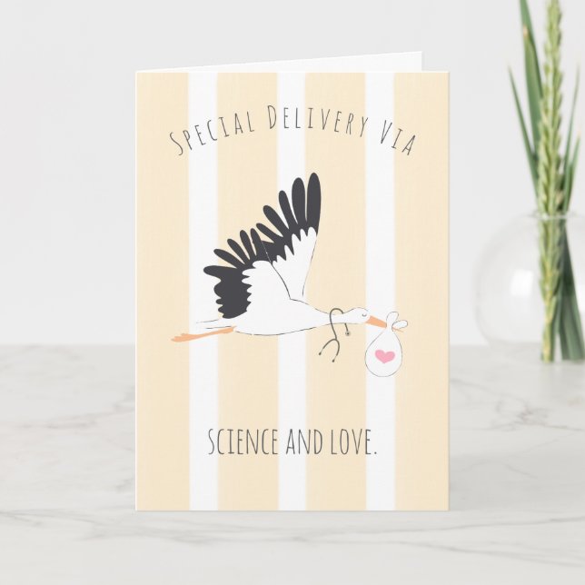 IVF Baby Storks Speciella leveranskvitto Tack Kort (Framsida)