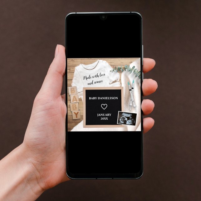 IVF tillverkad med Kärlek och vetenskaplig Sonogra Meddelande (ivf photo pregnancy announcement digital pregnancy reveal made with love and science sonogram )